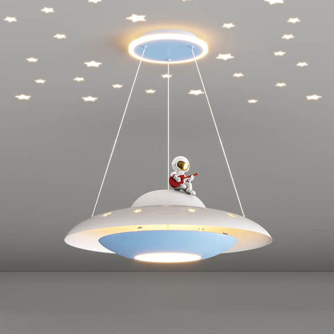 Modern Creative Flying Saucer Space Astronaut Children LED Chandelier Cuvalon
