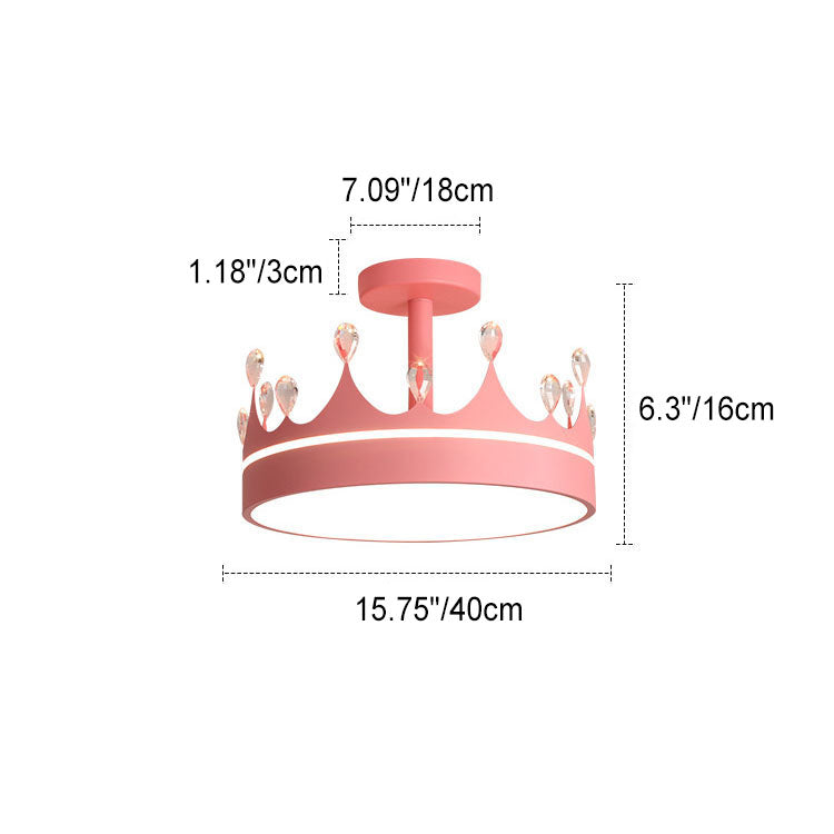 Cartoon Creative Crown LED Kids Semi-Flush Mount Ceiling Light Cuvalon