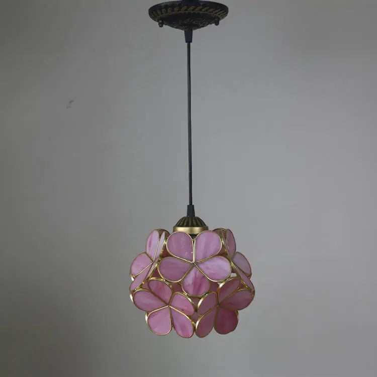 Vintage Stained Glass Petal 1-Light Pendant Light Cuvalon