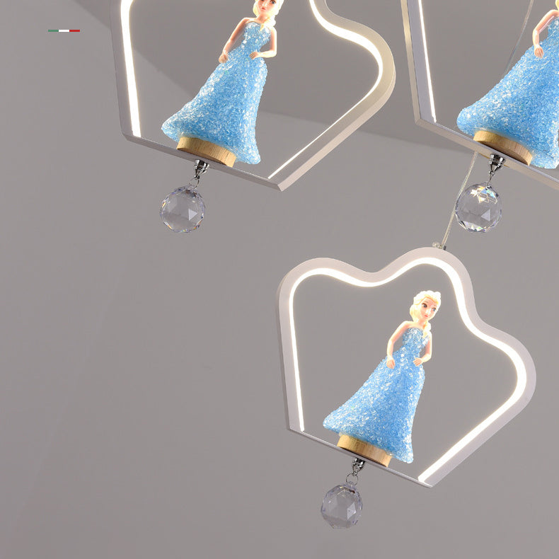 Contemporary Creative Cartoon Princess Elsa Acrylic Round Shade LED Flush Mount Ceiling Light For Bedroom Cuvalon