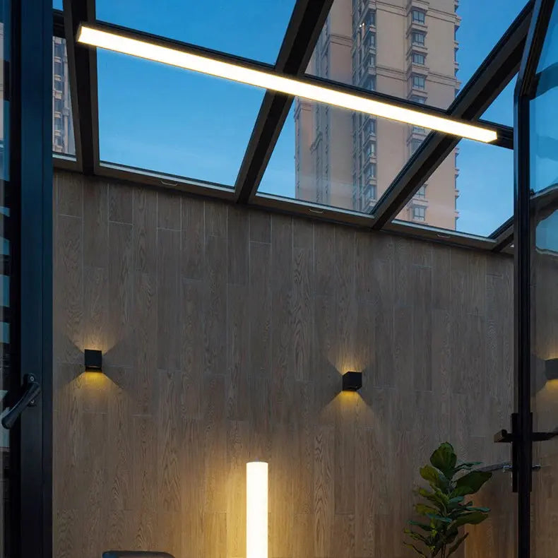 Modern Minimalist Long Rectangle Aluminum PC LED Flush Mount Ceiling Light For Outdoor Patio Cuvalon