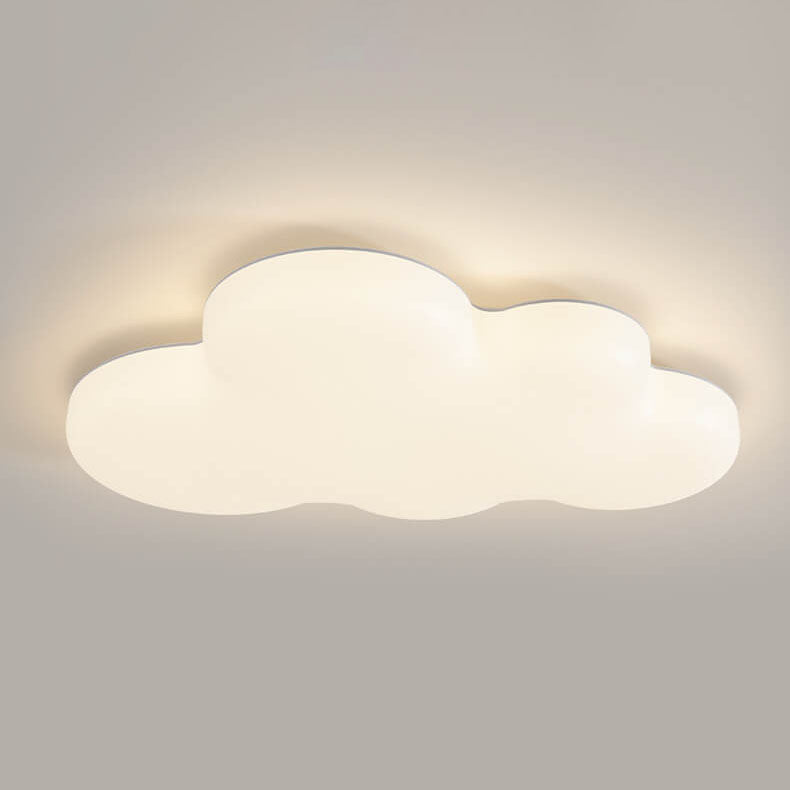 Modern White Cloudy Iron Acrylic LED Flush Mount Ceiling Light Cuvalon