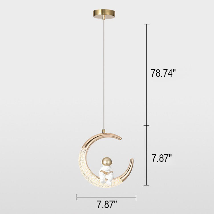Modern Creative Astronaut Moon LED Kids Pendant Light Cuvalon