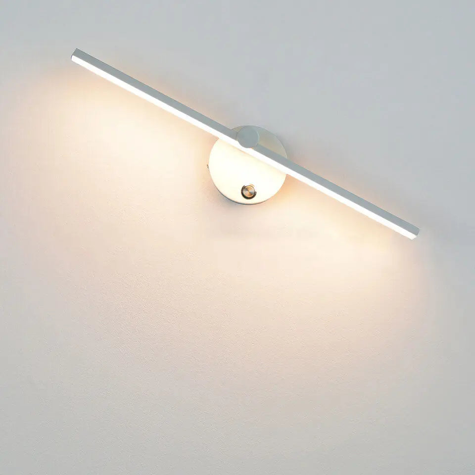 Nordic Minimalist Aluminum Long Bar Switch LED Mirror Wall Sconce Lamp Cuvalon