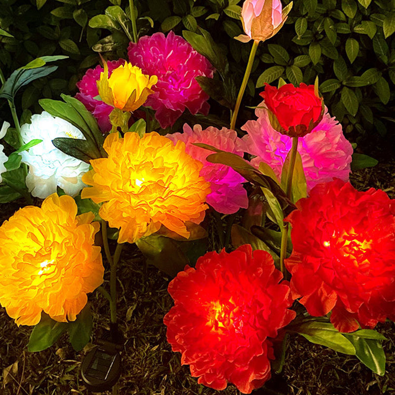 Contemporary Creative Solar Peony Flower LED Waterproof Lawn Landscape Insert Light For Outdoor Patio Cuvalon