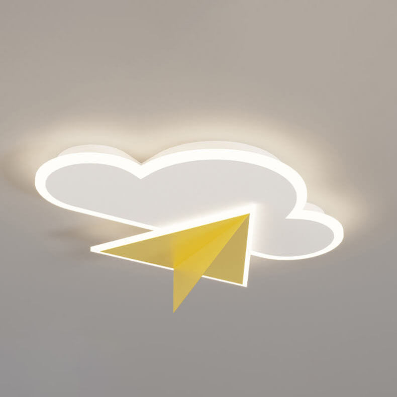 Creative Cartoon Clouds Airplane LED Kids Flush Mount Ceiling Light Cuvalon