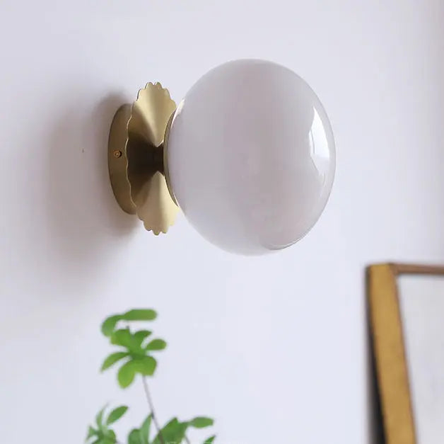 Modern Vintage Minimalist Iron Glass Round Head 1-Light Wall Sconce Lamp Cuvalon