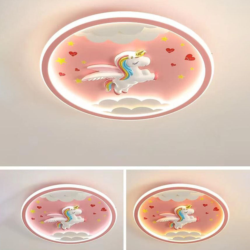 Modern Cartoon Resin Airplane Pegasus Acrylic Shade LED Kids Flush Mount Ceiling Light Cuvalon
