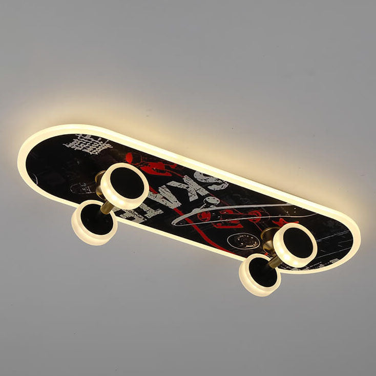 Creative Cartoon Skateboard Acrylic LED Kids Flush Mount Ceiling Light Cuvalon