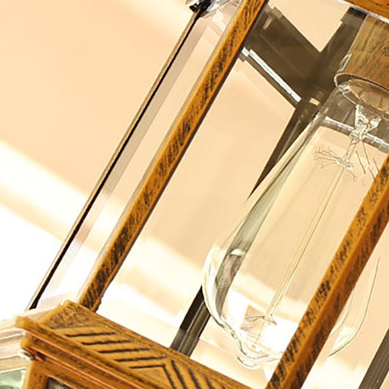 Contemporary Retro Hexagonal Lantern Glass Aluminum 1-Light Waterproof Pendant Light For Outdoor Patio Cuvalon