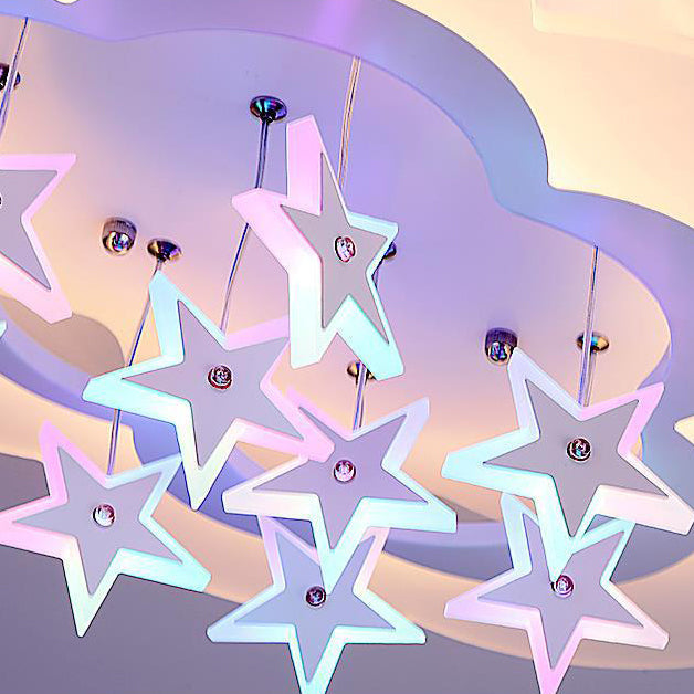 Contemporary Nordic Star Decor Cloud Acrylic Shade LED Kids Flush Mount Ceiling Light For Bedroom Cuvalon