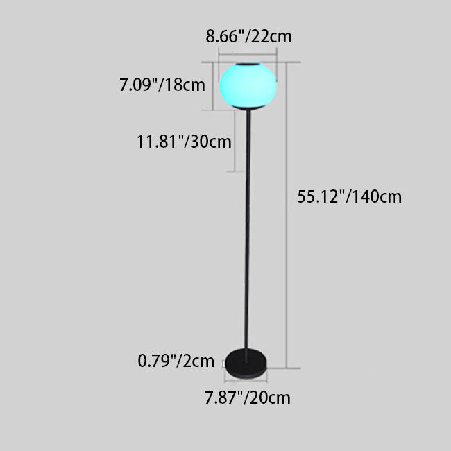 Solar Modern Minimalist Wrought Iron PE Oval LED Outdoor Standing Floor Lamp Cuvalon