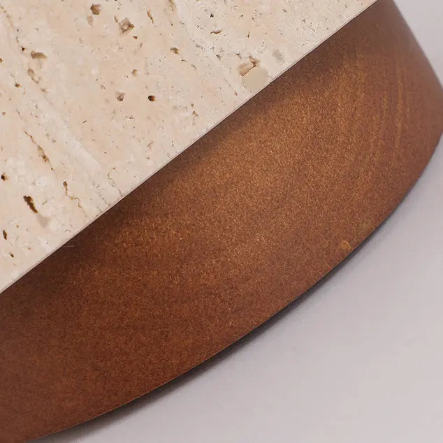 Japanese Wabi-Sabi Yellow Travertine Column Wood 1-Light Semi-Flush Mount Ceiling Light Cuvalon