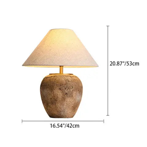 Modern Shabby Chic Cone Fabric Ceramic Jar 1-Light Table Lamp For Bedroom Cuvalon