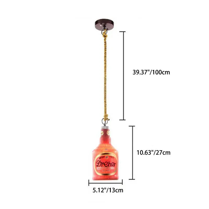 Contemporary Industrial Colorful Bottle Resin 1-Light Pendant Light Cuvalon