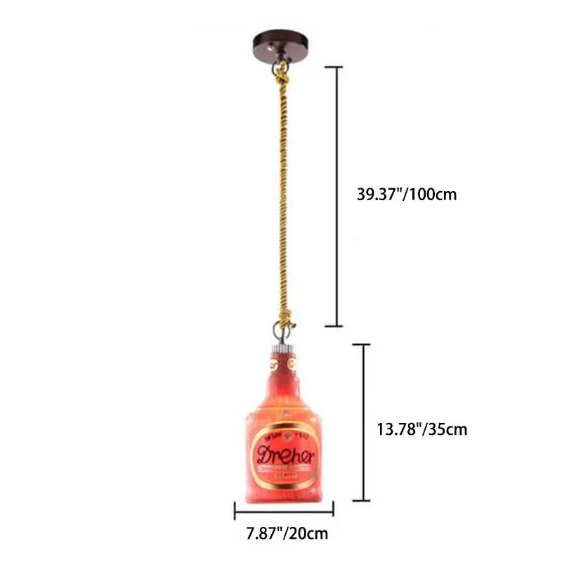 Contemporary Industrial Colorful Bottle Resin 1-Light Pendant Light Cuvalon