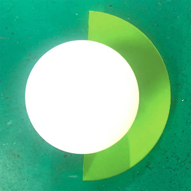 Modern Minimalist Glass Spherical Colorful Semicircle Design 1-Light Wall Sconce Lamp Cuvalon