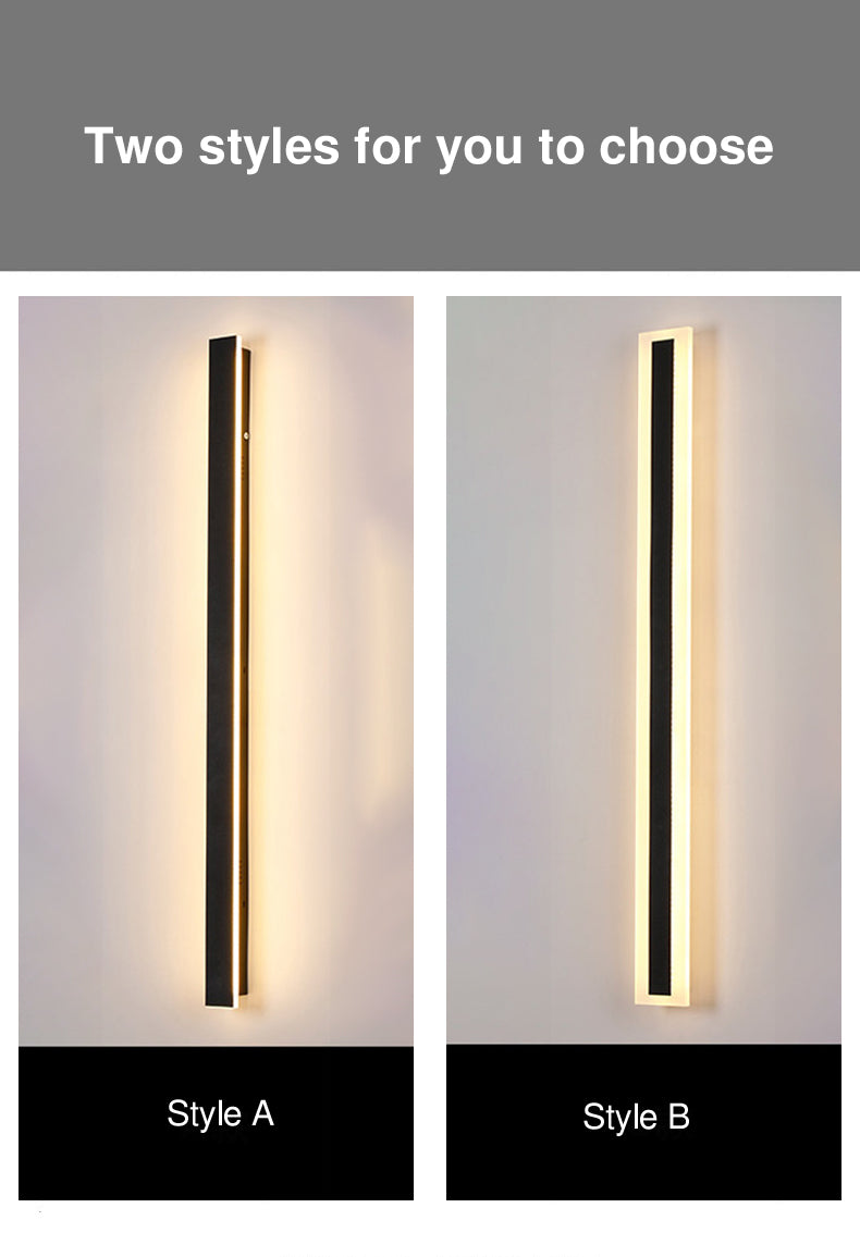 Modern Minimalist Long Rectangular Aluminum Acrylic LED Wall Sconce Lamp For Garden Cuvalon