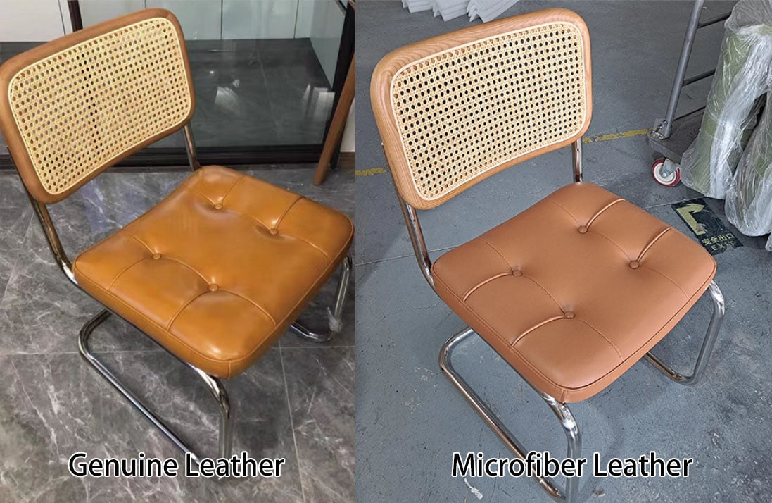 Traditional Vintage Arc Stainless Steel Leather Sponge Plastic Rattan Weaving Dining Chair Backrest Armless For Dining Room Cuvalon