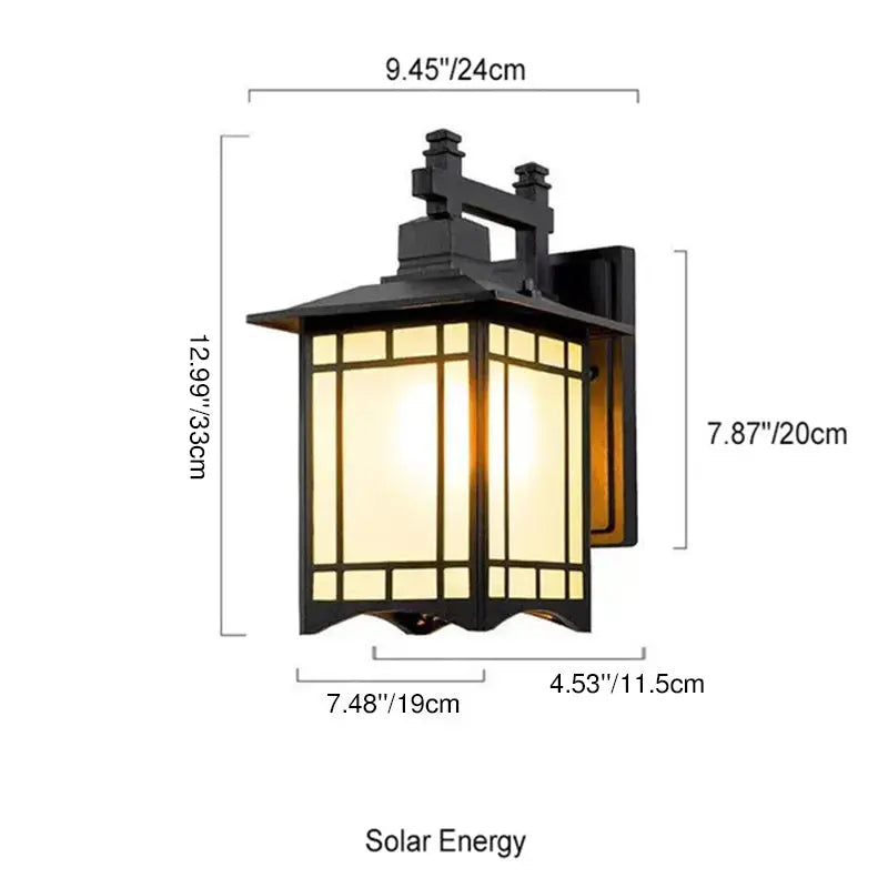 Modern Waterproof Solar Aluminum Chinese Pavilion Shape 1-Light Wall Sconce Lamp Cuvalon