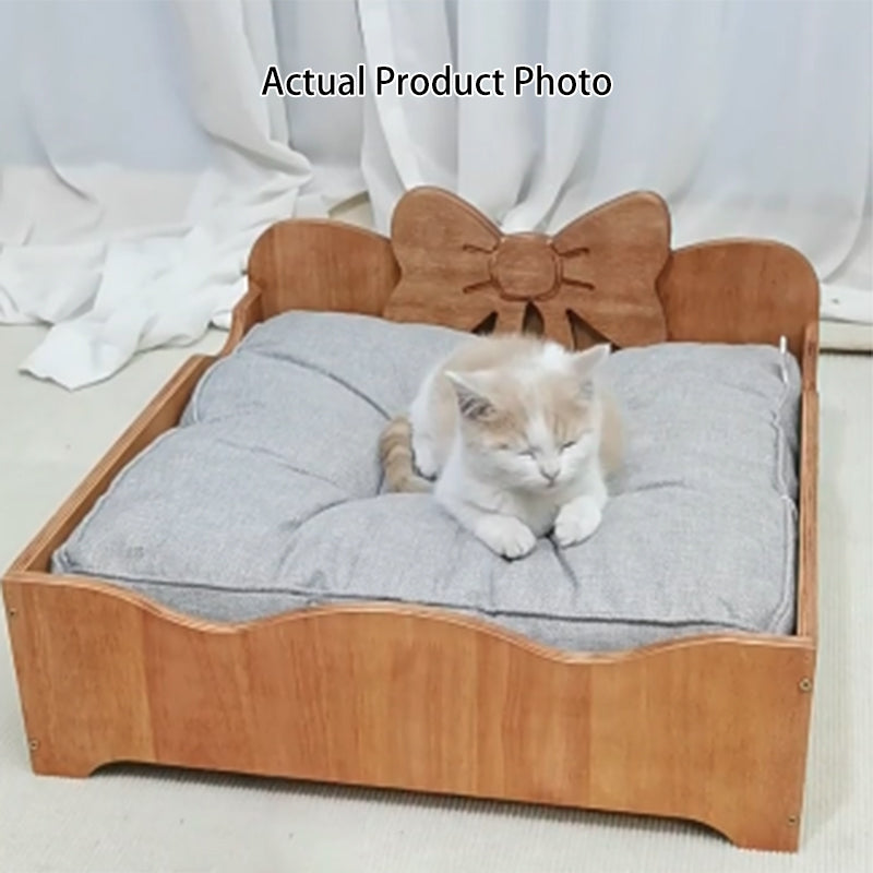 Contemporary Creative Rectangular Bow-Shaped Poplar Wood Cat Bed & Dog Bed For Bedroom Cuvalon