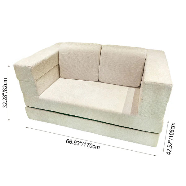 Modern Minimalist Foldable Sofa Bed For Living Room & Bedroom - Chenille Compression Convertible Couch With High Resilience Foam For Small Spaces Cuvalon