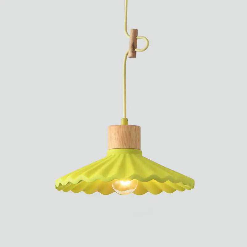 Modern Macaron Cement Scalloped Shade 1-Light Pendant Light for Living Room Cuvalon