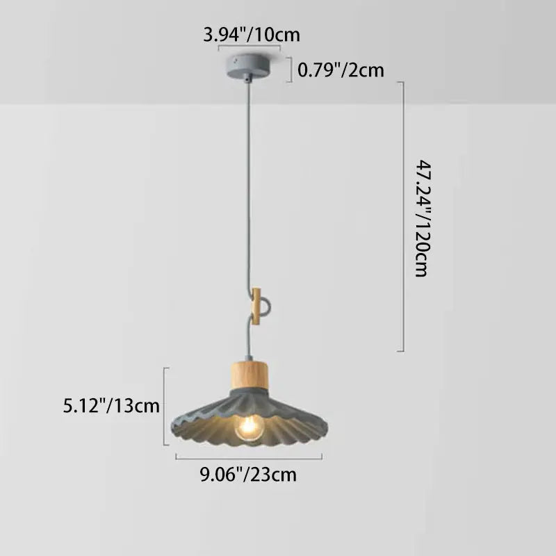 Modern Macaron Cement Scalloped Shade 1-Light Pendant Light for Living Room Cuvalon