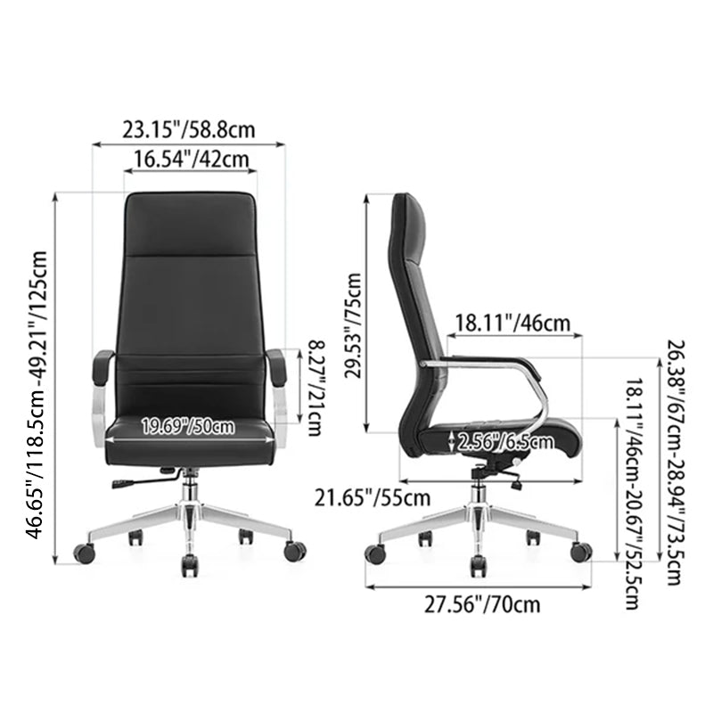 Modern Luxury Ergonomic Office Chair - Leather Executive Desk Chair Plywood & Metal Frame High-Density Foam With Wheels, Swivel, Adjustable Height & Reclining Function Cuvalon