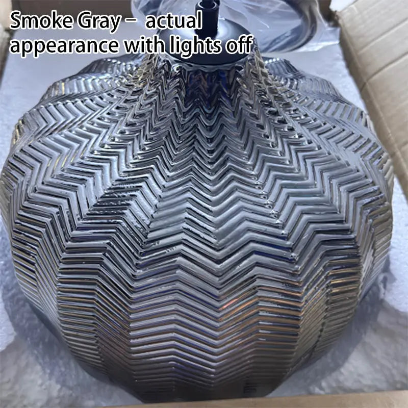 Nordic Textured Wavy Glass 1-Light Barrel Pendant Light Cuvalon