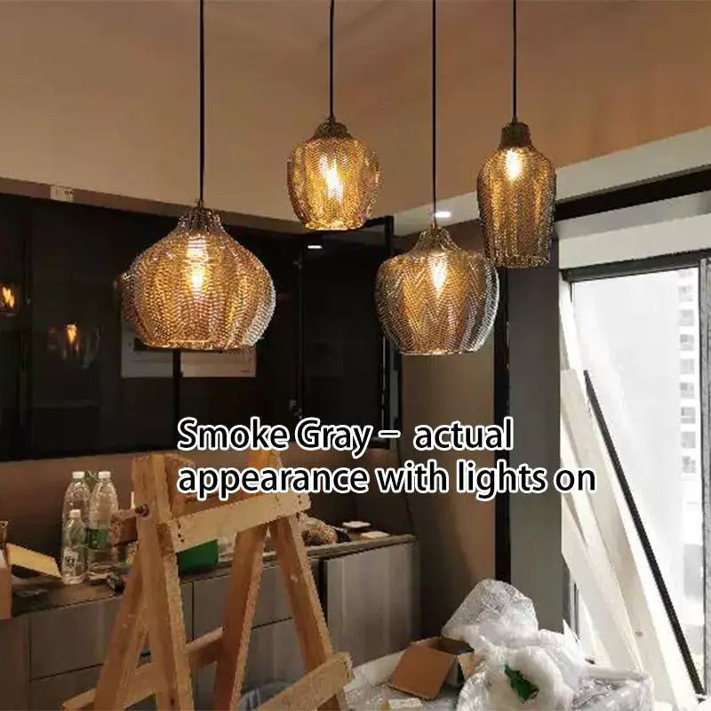 Nordic Textured Wavy Glass 1-Light Barrel Pendant Light Cuvalon