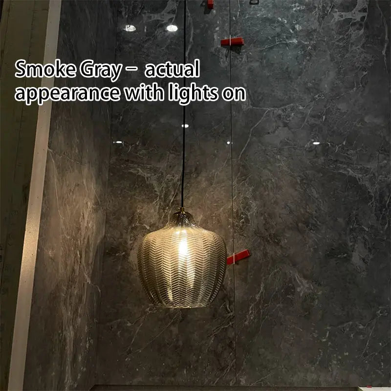 Nordic Textured Wavy Glass 1-Light Barrel Pendant Light Cuvalon
