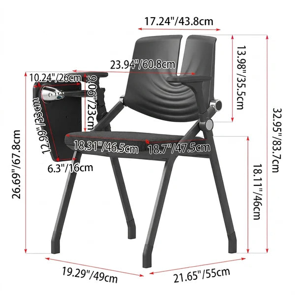 Premium High-Density Sponge Ergonomic Desk Chair - Minimalist Foldable Chair With Adjustable Armrests & Writing Board For Home Office Cuvalon