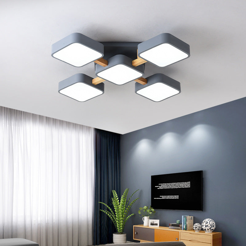 Modern Acrylic Small Cube Combination LED Flush Mount Light Cuvalon
