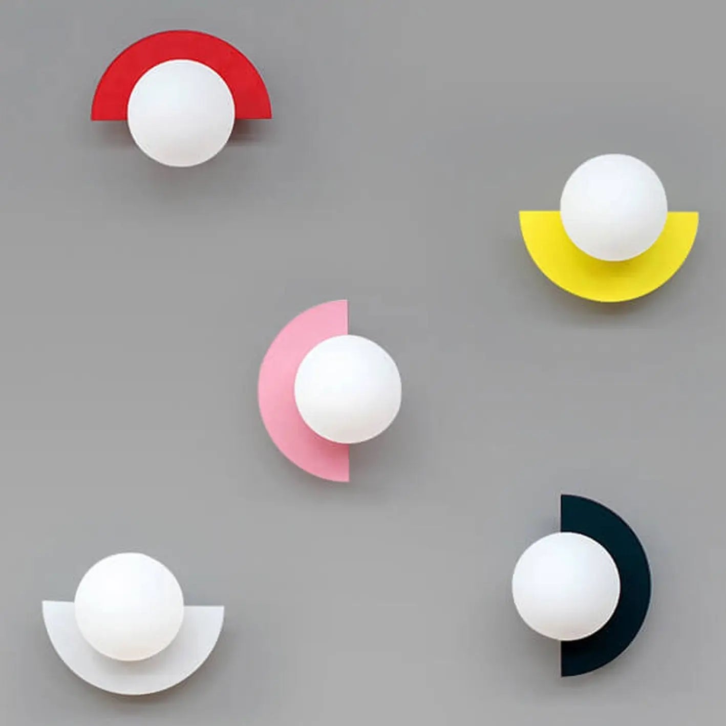 Modern Minimalist Glass Spherical Colorful Semicircle Design 1-Light Wall Sconce Lamp Cuvalon