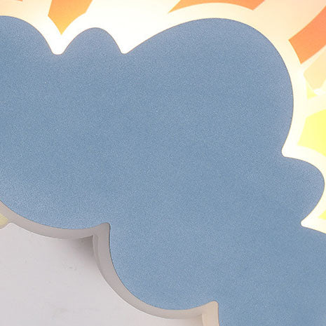 Contemporary Creative Kids Hot Air Balloon Clouds Iron Acrylic LED Wall Sconce Lamp For Bedroom Cuvalon