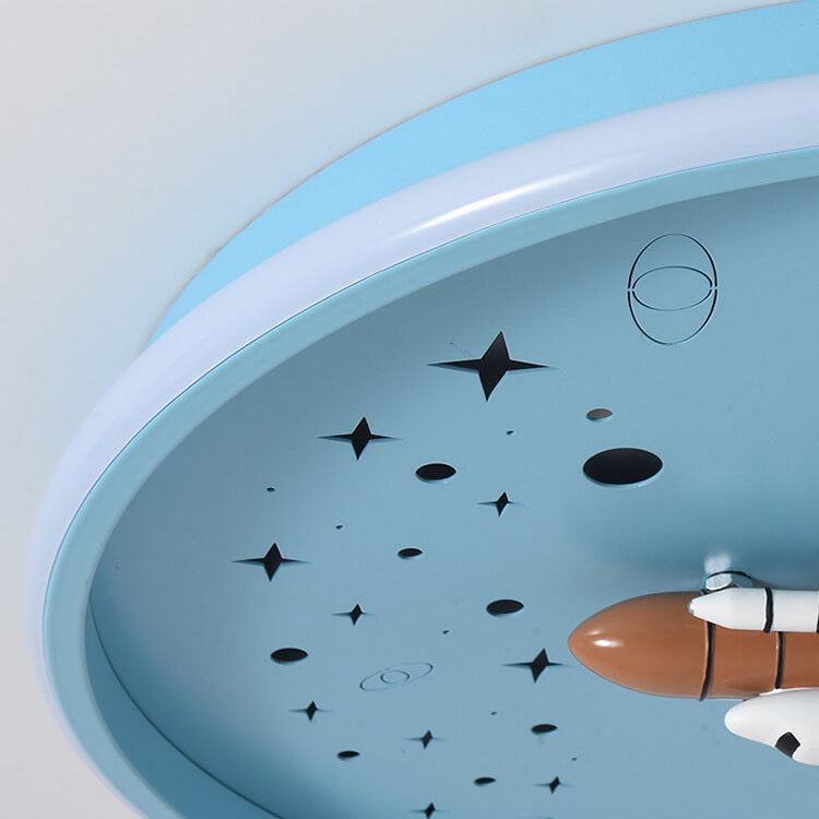 Modern Creative Cartoon Rocket Round LED Kids Flush Mount Ceiling Light Cuvalon