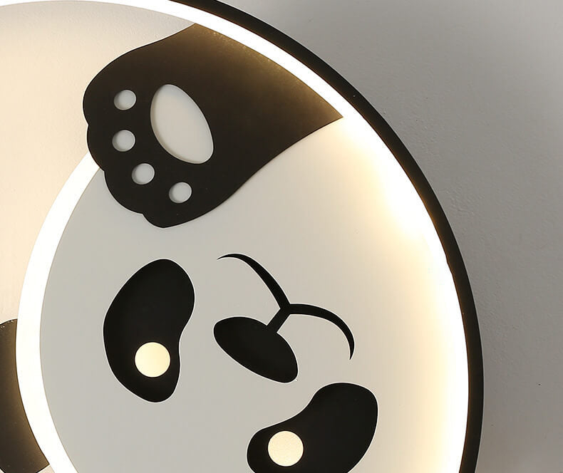 Cartoon Cute Panda Round LED Flush Mount Ceiling Light Cuvalon