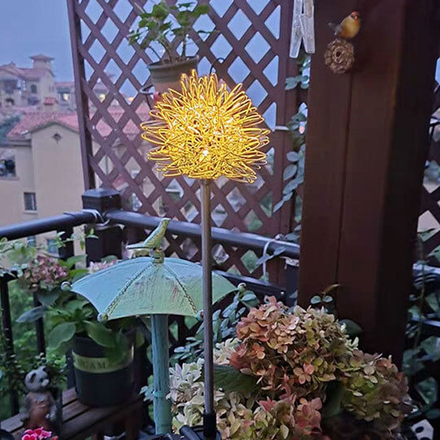 Solar Dandelion Aluminum Wire Globe Light LED Outdoor Waterproof Luminous Garden Insert Ground Landscape Light Cuvalon