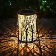 Modern Art Deco Solar Cylinder Skeleton Lantern Iron LED Outdoor Landscape Light For Garden Cuvalon