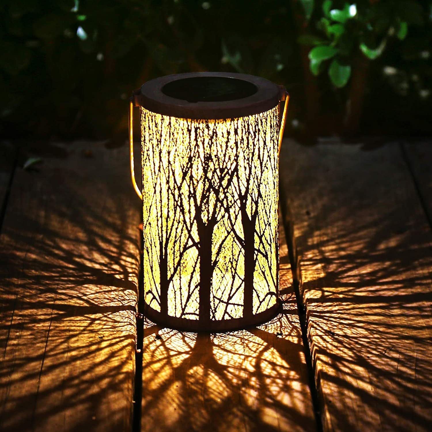 Modern Art Deco Solar Cylinder Skeleton Lantern Iron LED Outdoor Landscape Light For Garden Cuvalon