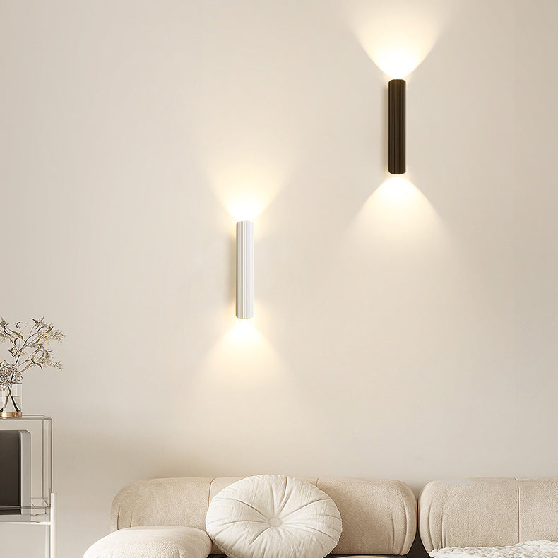 Modern Minimalist Cylinder Stripe Iron Aluminum LED Wall Sconce Lamp For Bedroom Cuvalon