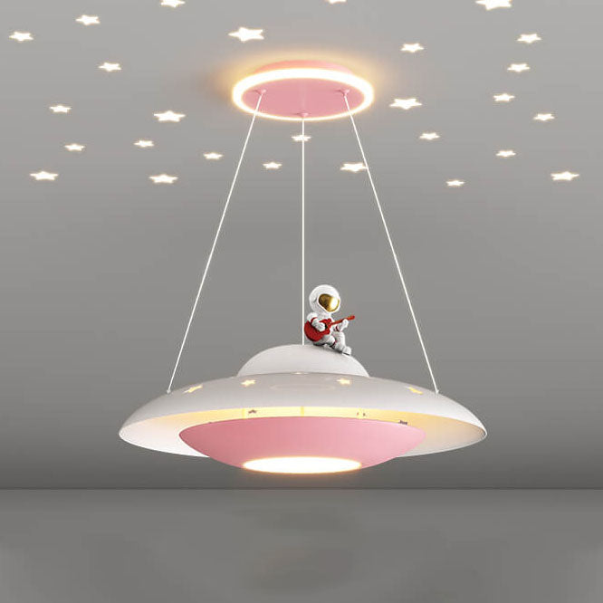 Modern Creative Flying Saucer Space Astronaut Children LED Chandelier Cuvalon