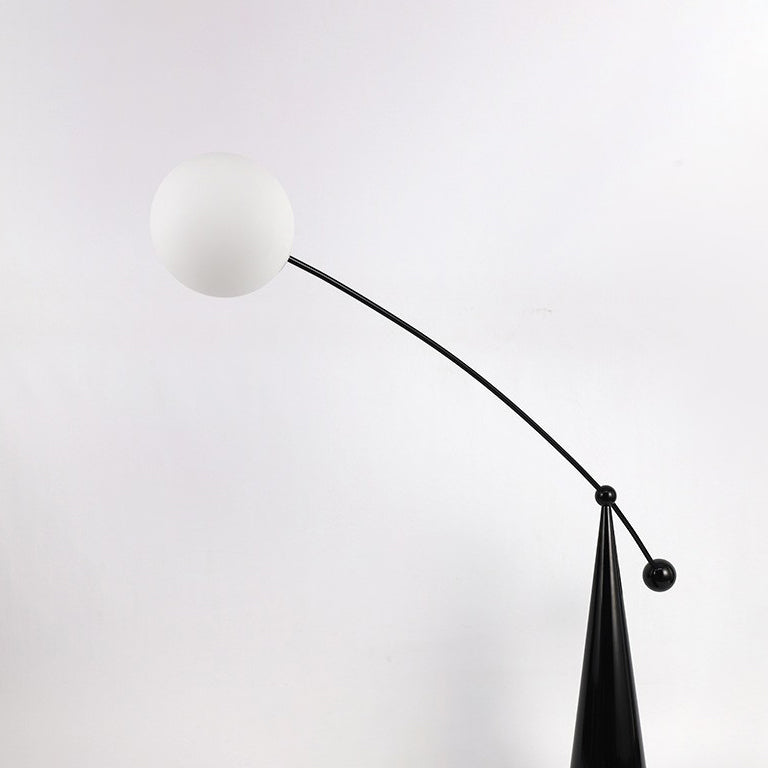 Contemporary Creative Tapered Base Fishing Rod Orb Iron Glass 1-Light Standing Floor Lamp For Living Room Cuvalon