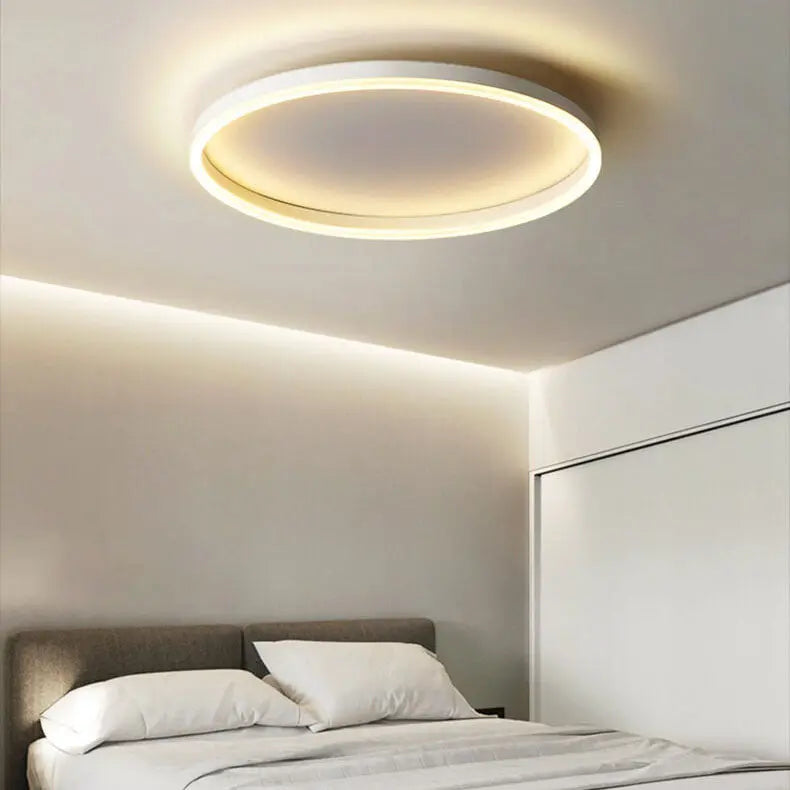 Nordic Minimalist Circle Ring Iron Acrylic LED Flush Mount Ceiling Light Cuvalon