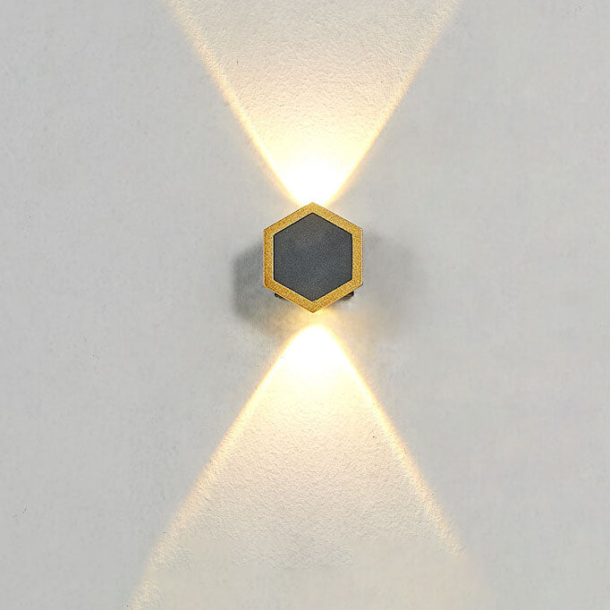 Outdoor Simple Hexagonal Combination Black Gold LED Wall Sconce Lamp Cuvalon