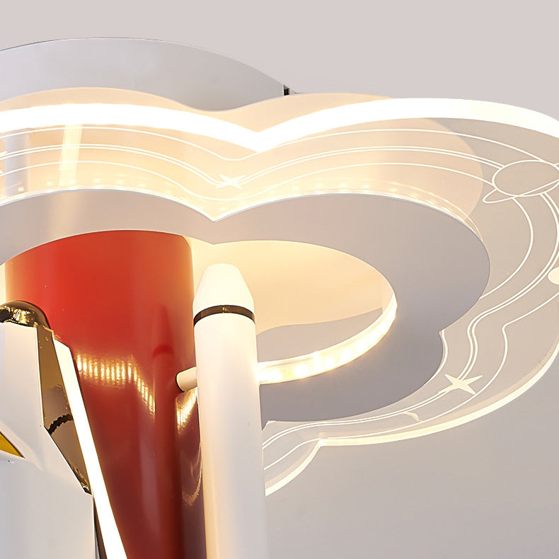 Contemporary Creative Iron Cartoon Aerospace Rocket Acrylic LED Kids Flush Mount Ceiling Light For Living Room Cuvalon