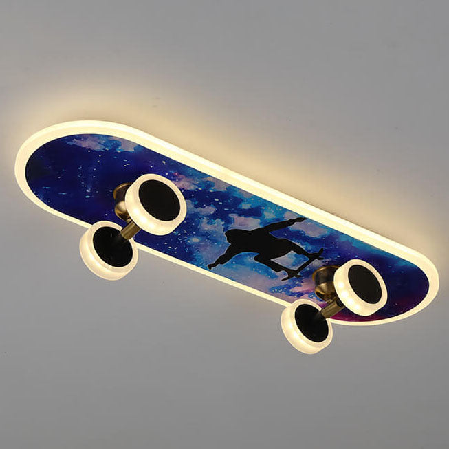 Creative Cartoon Skateboard Acrylic LED Kids Flush Mount Ceiling Light Cuvalon