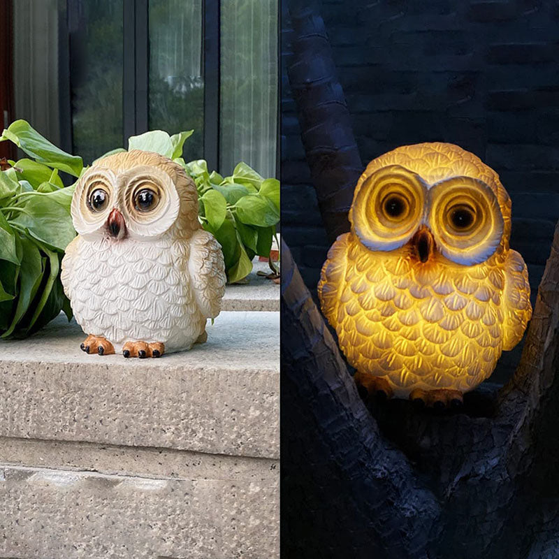 Solar Modern Creative Resin Owl Decoration LED Outdoor Landscape Light Cuvalon