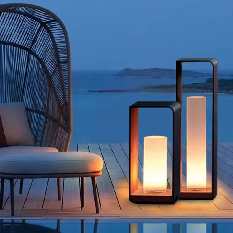 Modern Minimalist Square Frame Stainless Steel Acrylic LED Waterproof Lawn Landscape Light For Outdoor Patio Cuvalon